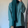 3 Sutur Striped Shirt – Green & White