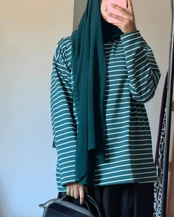 3 Sutur Striped Shirt – Green & White