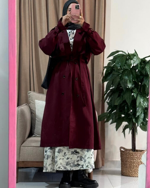 Hiedy Trench Coat (Curvy) – Crimson