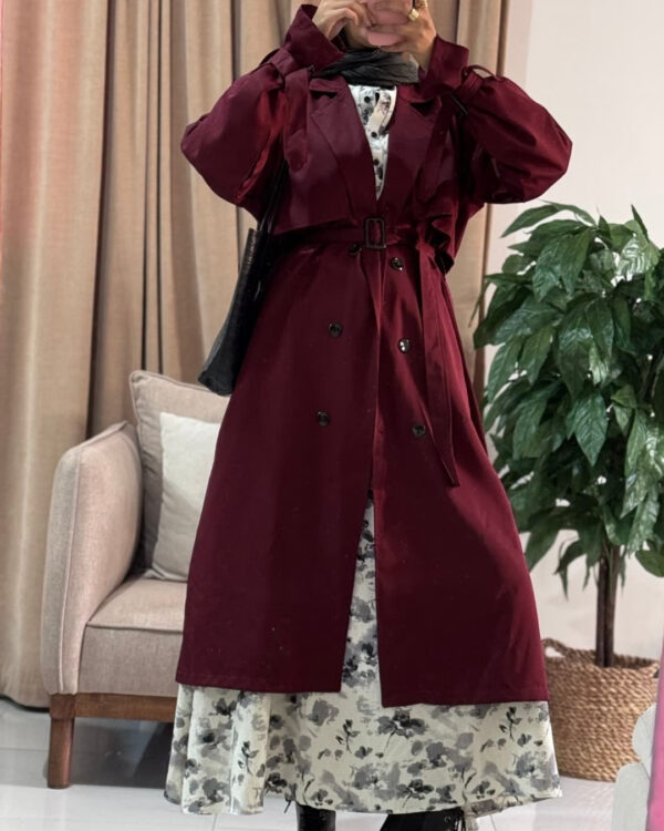 Hiedy Trench Coat (Curvy) – Crimson