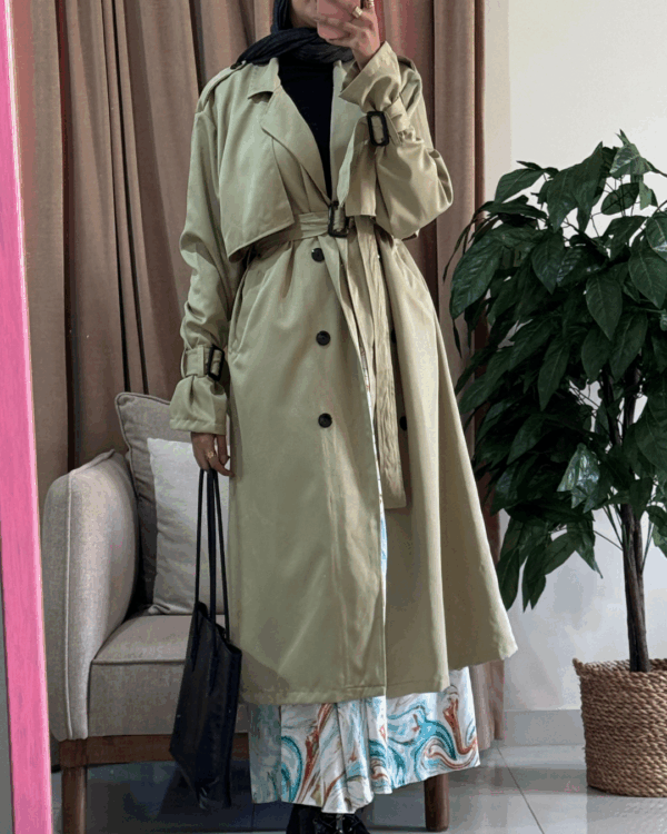 Hiedy Trench Coat (Curvy) – Beige