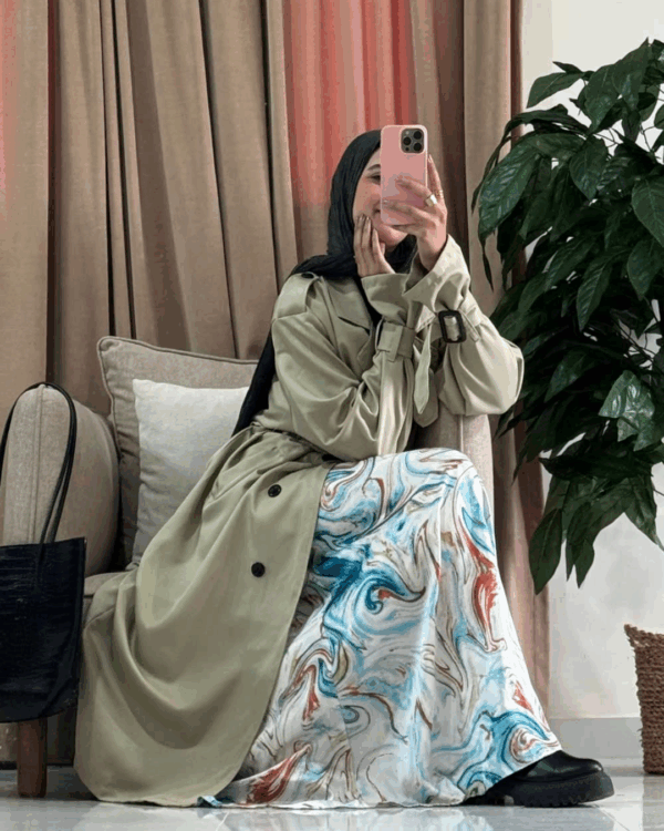 Nilly Satin Skirt (Curvy) – Sea Print