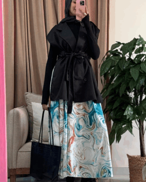 Nilly Satin Skirt – Sea Print