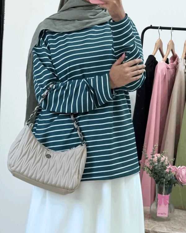 6 Sutur Striped Shirt – Green & White