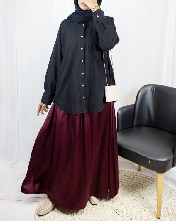 Satin Burgundy 3 Burgundy Satin Skirt