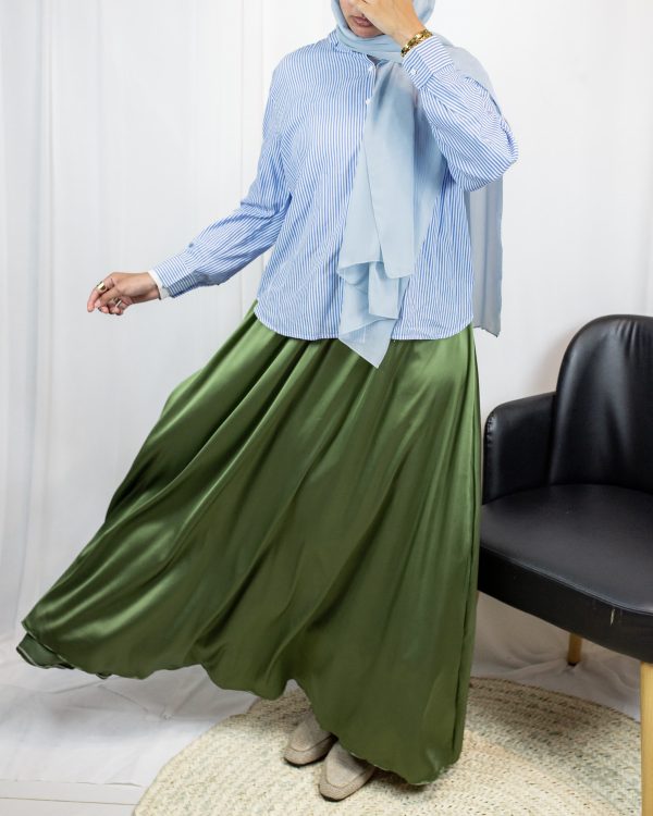 Satin Olive 2 Nilly Satin Skirt – Olive