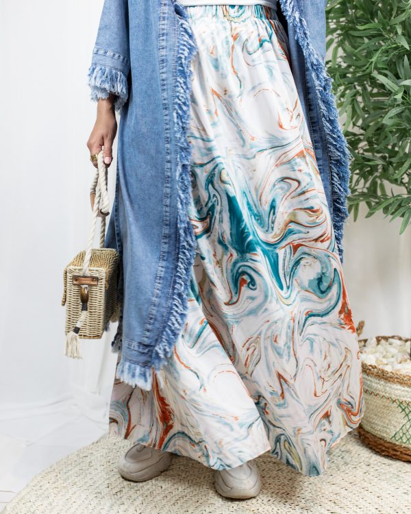 Satin sea 2 Nilly Satin Skirt – Sea Print