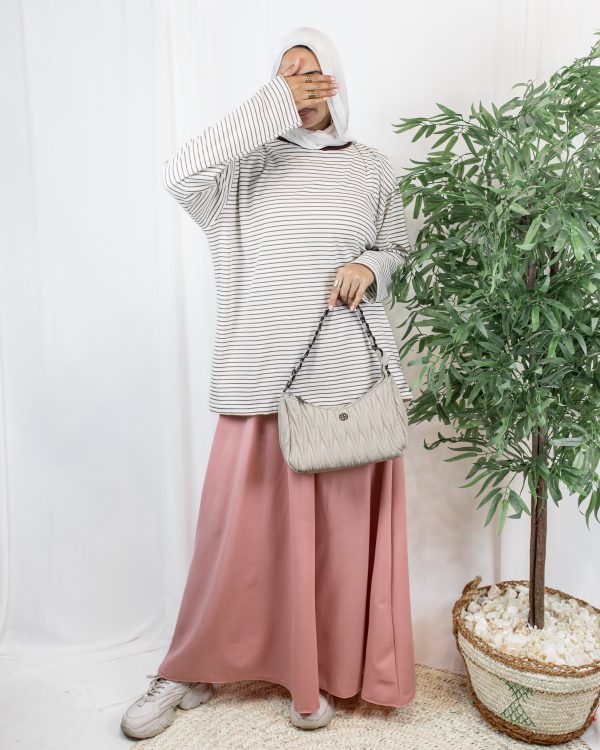 Sutur Beige 1 Sutur Striped Shirt – Beige & White