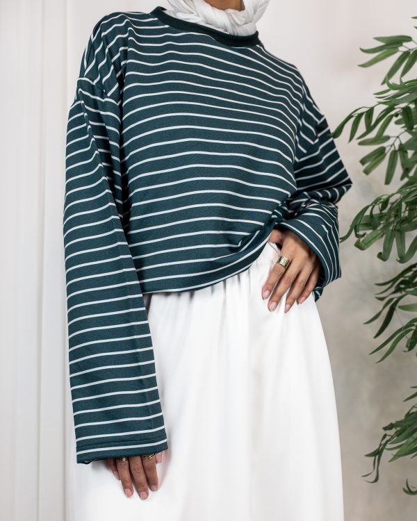 Sutur Green 1 Sutur Striped Shirt – Green & White (White Collar)
