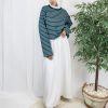 Sutur Striped Shirt – Green & White (Green Collar)