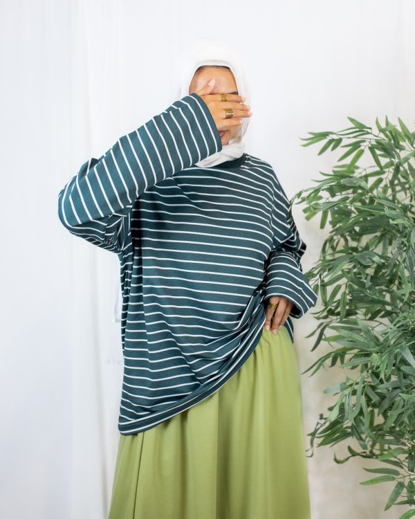 Sutur Green 4 Sutur Striped Shirt – Green & White (White Collar)