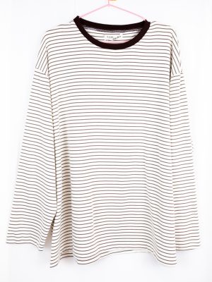 Sutur Striped Shirt – Beige & White