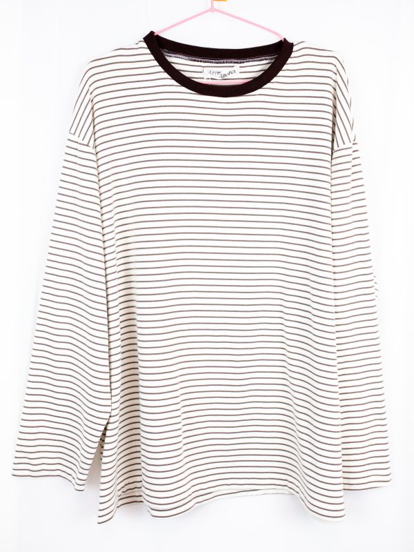 Sutur Striped Shirt – Beige & White (Brown Collar) Sutur Striped Shirt – Beige & White