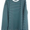 Sutur Striped Shirt – Green & White (White Collar)