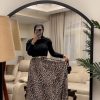 Nilly Satin Skirt – Brown Tiger Print
