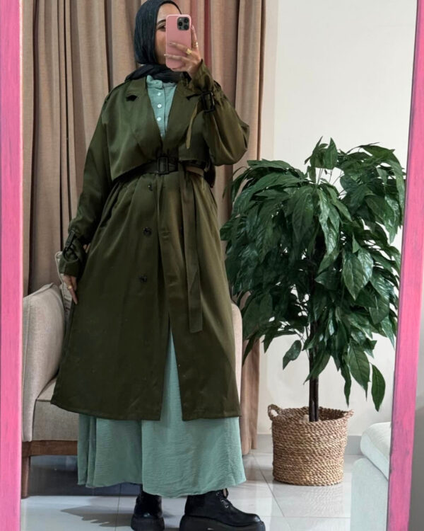 64 Hiedy Trench Coat (Curvy) –Olive