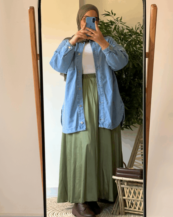 Nilly Satin Skirt (Curvy) – Olive