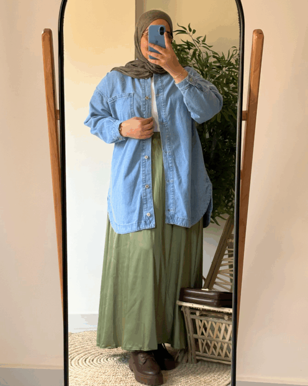 Nilly Satin Skirt (Curvy) – Olive