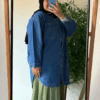 12 Magda Denim Oversize shirt β Deep Blue