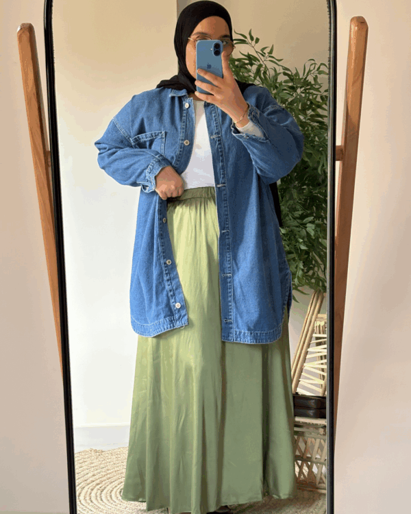 Nilly Satin Skirt (Curvy) – Olive