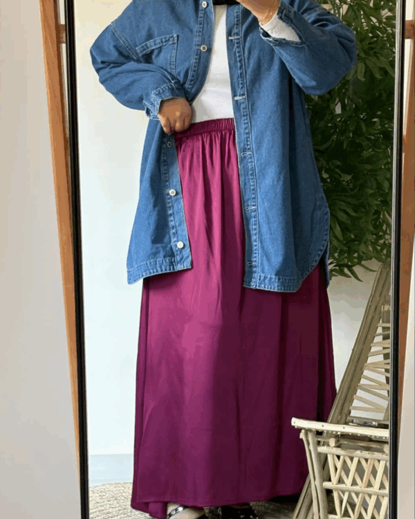 Nilly Satin Skirt (Curvy) – Burgundy