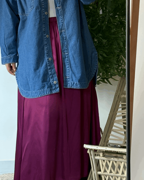 Nilly Satin Skirt (Curvy) – Burgundy