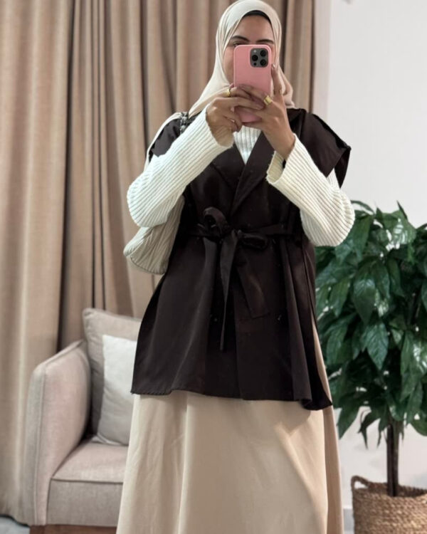 Farida Trench Vest – Brown