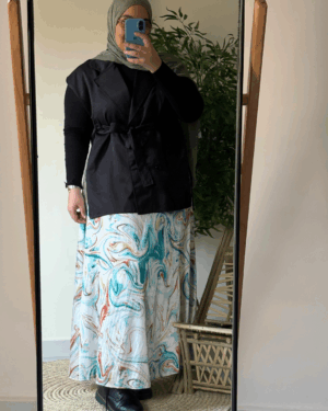 Nilly Satin Skirt (Curvy) – Sea Print
