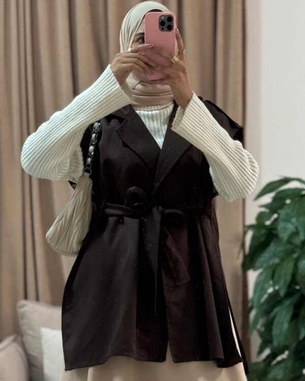 Farida Trench Vest – Brown