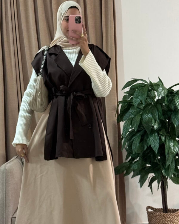 Farida Trench Vest – Brown