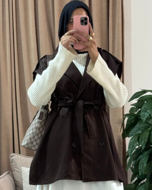 Farida Trench Vest – Brown