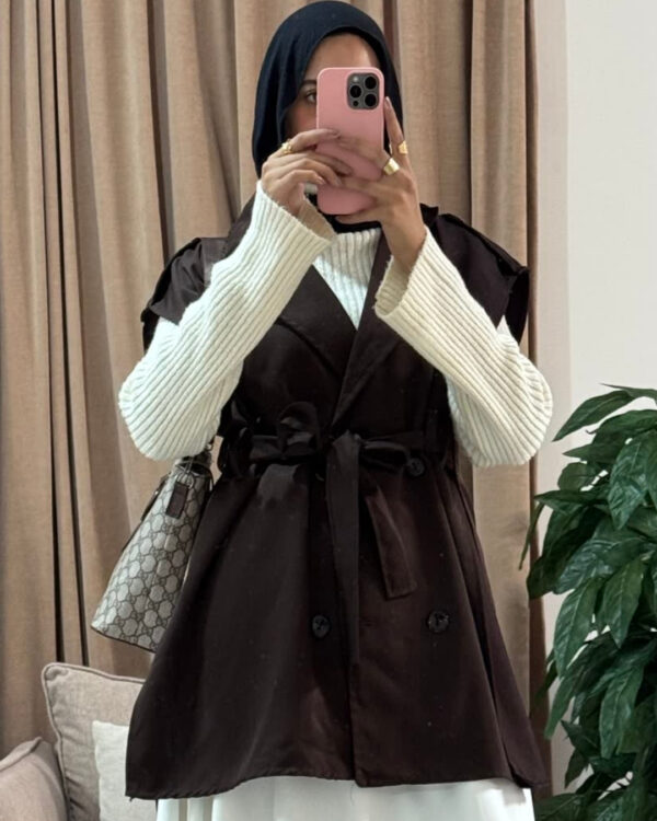 Farida Trench Vest – Brown