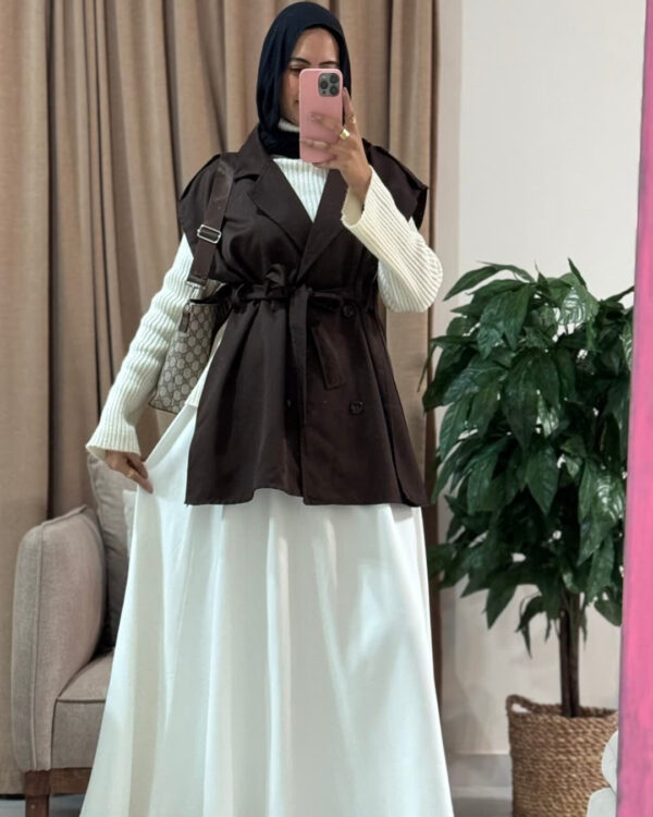 Farida Trench Vest – Brown