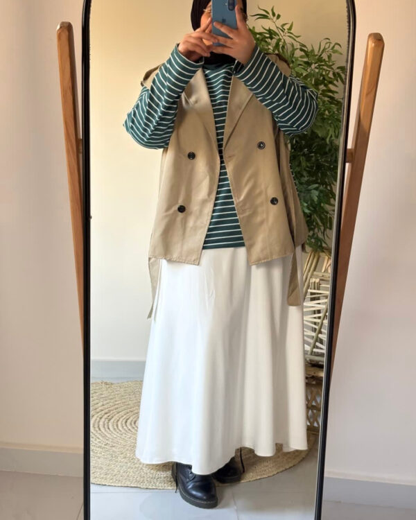 Farida Trench Vest (Curvy) – Beige