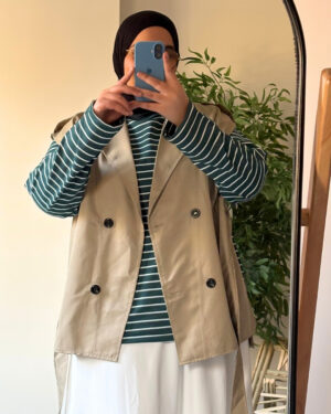 Farida Trench Vest (Curvy) – Beige