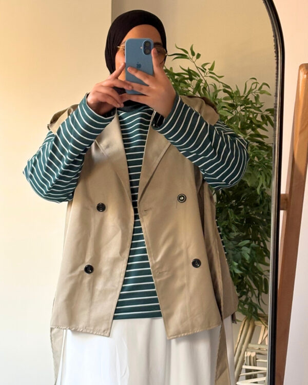 Farida Trench Vest (Curvy) – Beige