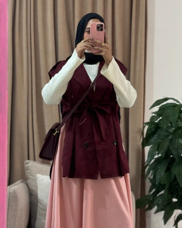 Farida Trench Vest – Burgundy