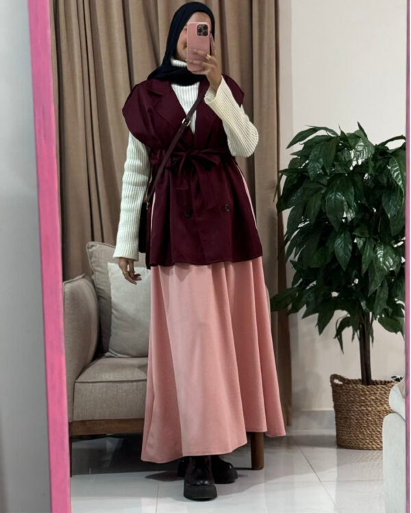 Farida Trench Vest – Burgundy