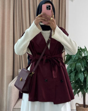 Farida Trench Vest – Burgundy