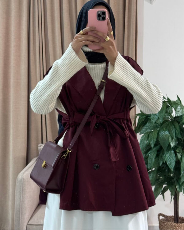 Farida Trench Vest – Burgundy