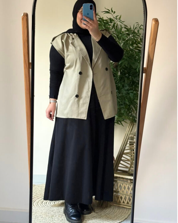 Farida Trench Vest (Curvy) – Beige