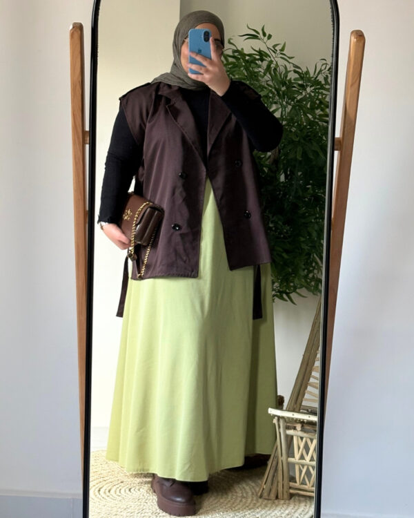 Farida Trench Vest (Curvy) – Brown