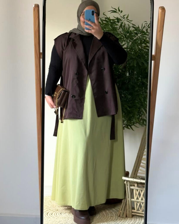 Farida Trench Vest (Curvy) – Brown