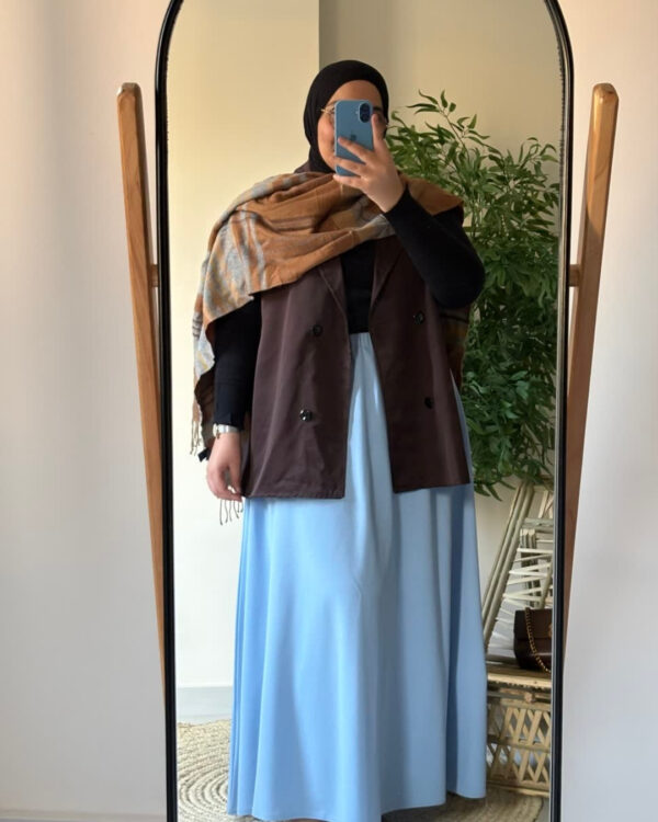 Farida Trench Vest (Curvy) – Brown