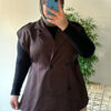 Farida Trench Vest (Curvy) – Brown
