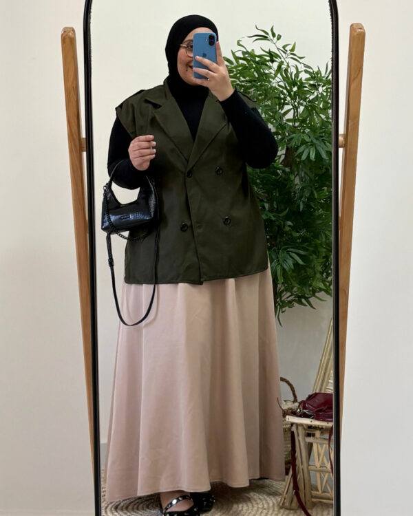 Farida Trench Vest (Curvy) – Dark Olive