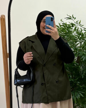 Farida Trench Vest (Curvy) – Dark Olive