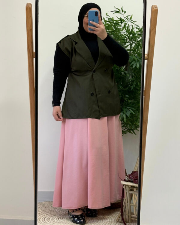 Farida Trench Vest (Curvy) – Dark Olive