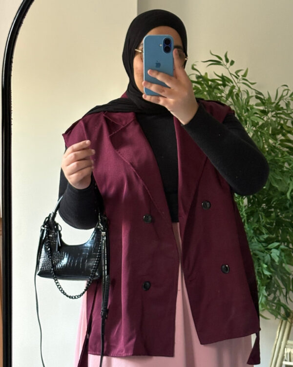 Farida Trench Vest – Burgundy