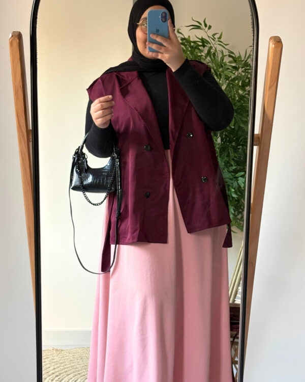 Farida Trench Vest – Burgundy